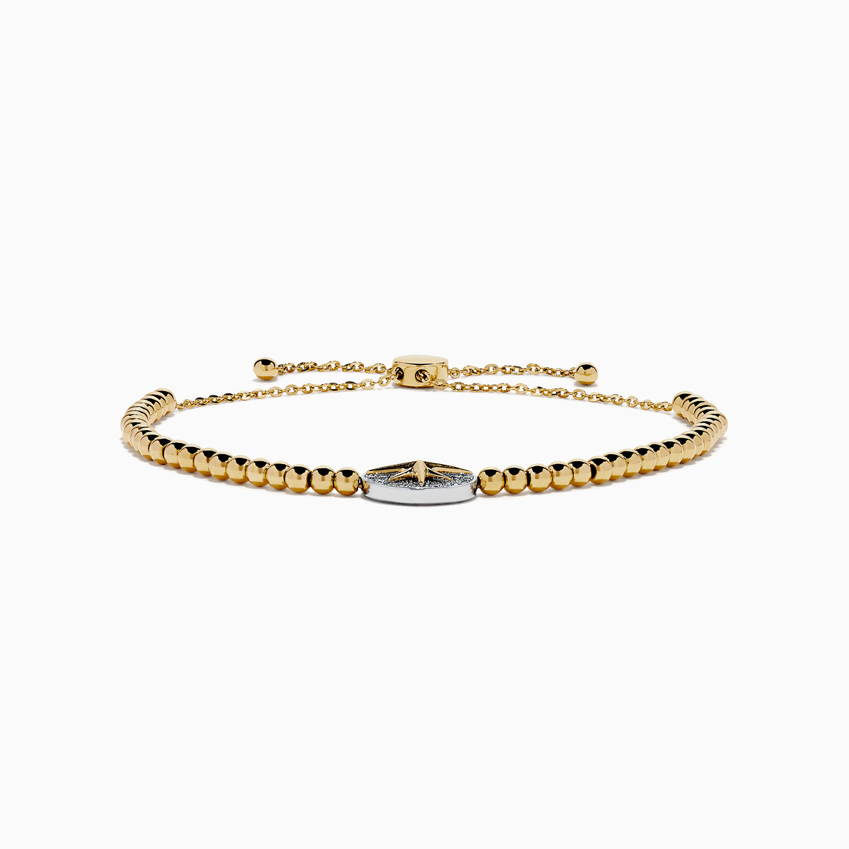 14K Yellow and White Gold Diamond Starburst Medallion Bolo Bracelet