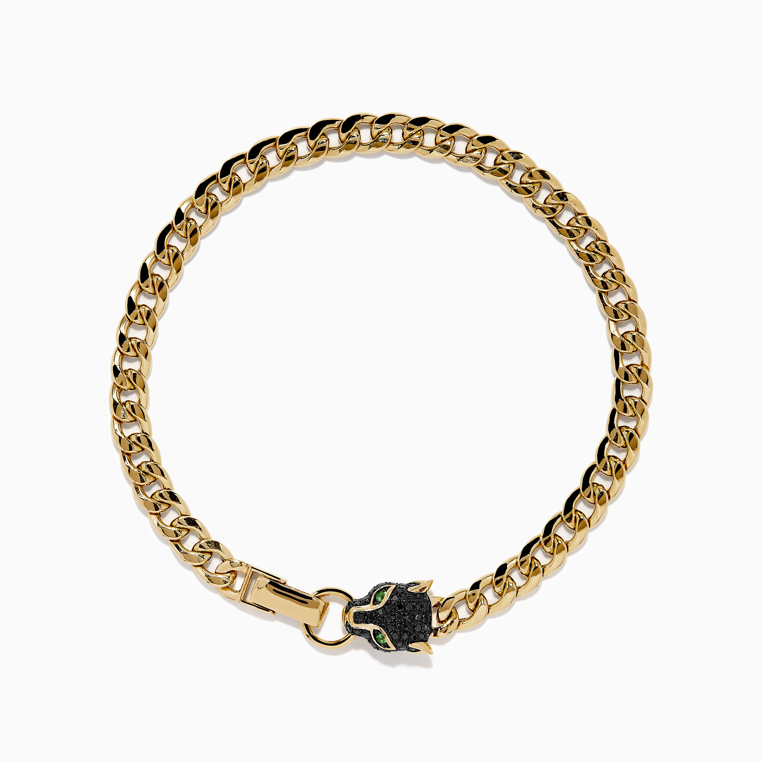 Signature 14K Gold Black Diamond Panther Chain Link Bracelet