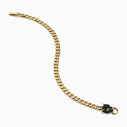 The Signature 14K Gold Black Diamond Panther Chain Link Bracelet features a small black panther head charm in the center, displayed against a plain white background.