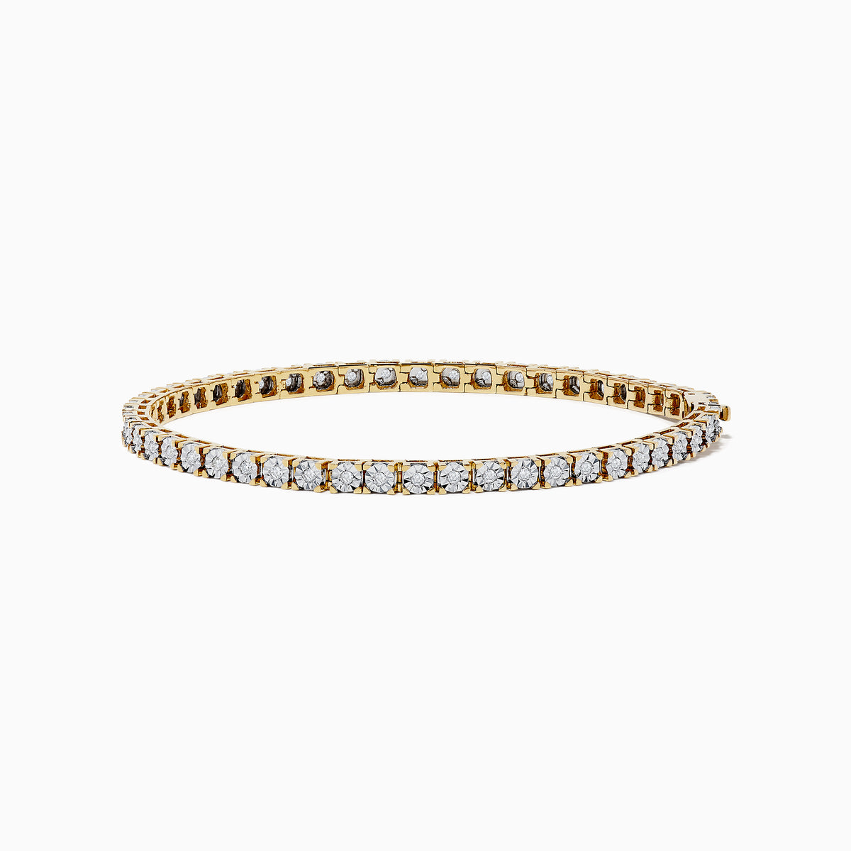 The Pave Classica 14K Two-Tone Gold Diamond Tennis Bracelet, featuring 0.51 TCW of diamonds in a sleek single-row design, is displayed on a white background.