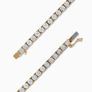 The Pave Classica 14K Two-Tone Gold Diamond Tennis Bracelet, featuring 0.51 TCW of diamonds in a sleek single-row design, is displayed on a white background.