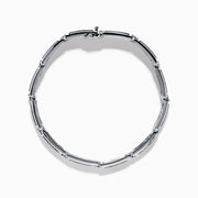 The Men's 14K White Gold White and Black Diamond Link Bracelet features rectangular links with black and white diamond accents, shown on a white background.