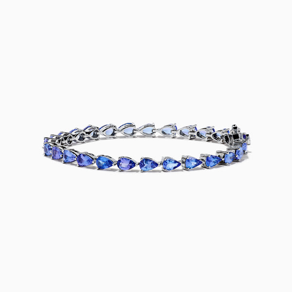 Nahla 925 Sterling Silver Pear Tanzanite Tennis Bracelet