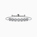The 925 Sterling Silver Diamond Bouquet Bolo Bracelet features sparkling flower-shaped diamond clusters and an adjustable sliding clasp for a perfect fit.