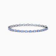 Sterling Silver Oval Tanzanite and Diamond Tennis Bracelet