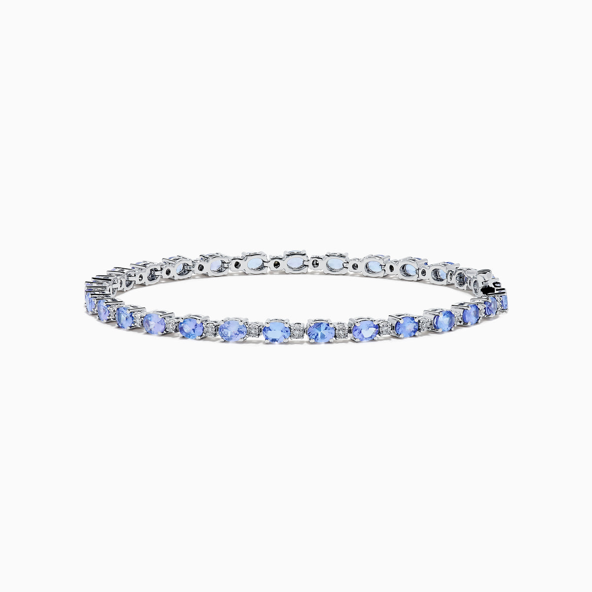 Sterling Silver Oval Tanzanite and Diamond Tennis Bracelet