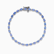 Sterling Silver Oval Tanzanite and Diamond Tennis Bracelet
