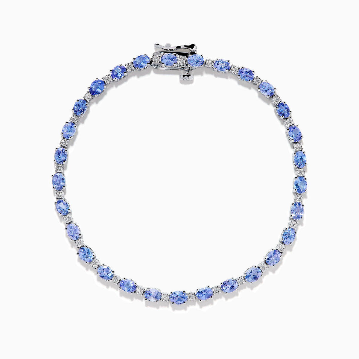 Sterling Silver Oval Tanzanite and Diamond Tennis Bracelet