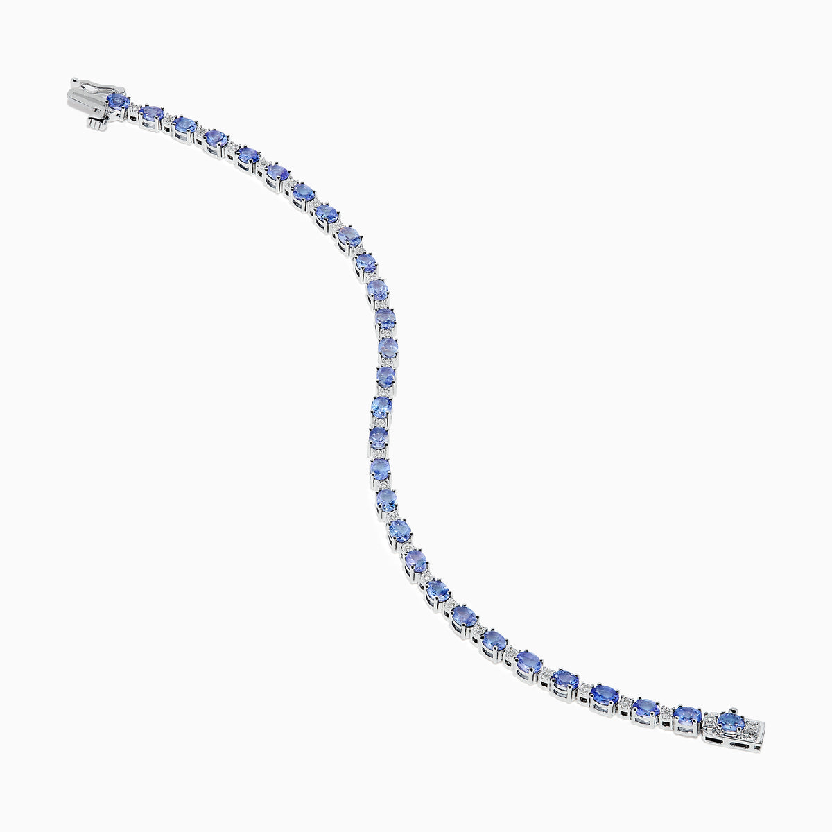 Sterling Silver Oval Tanzanite and Diamond Tennis Bracelet