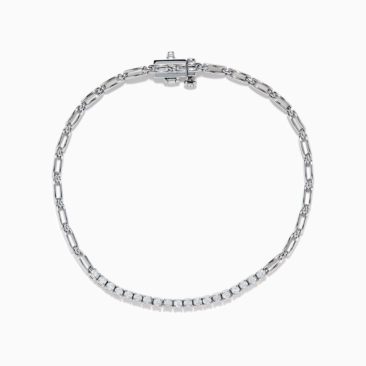 Sterling Silver Paperclip Link Diamond Bracelet