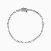 Sterling Silver Paperclip Link Diamond Bracelet