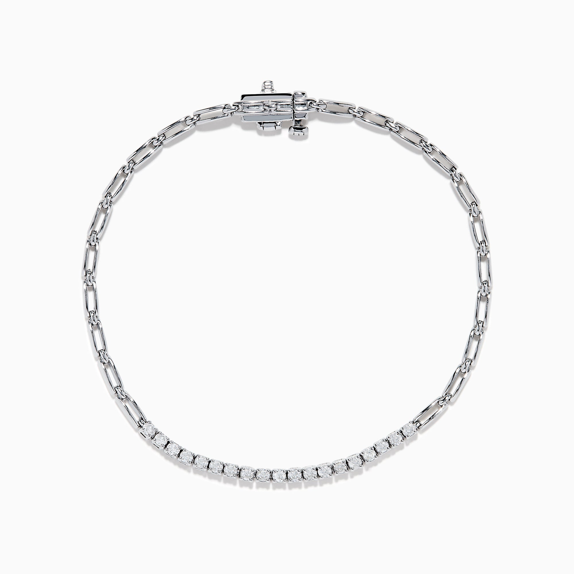 Sterling Silver Paperclip Link Diamond Bracelet