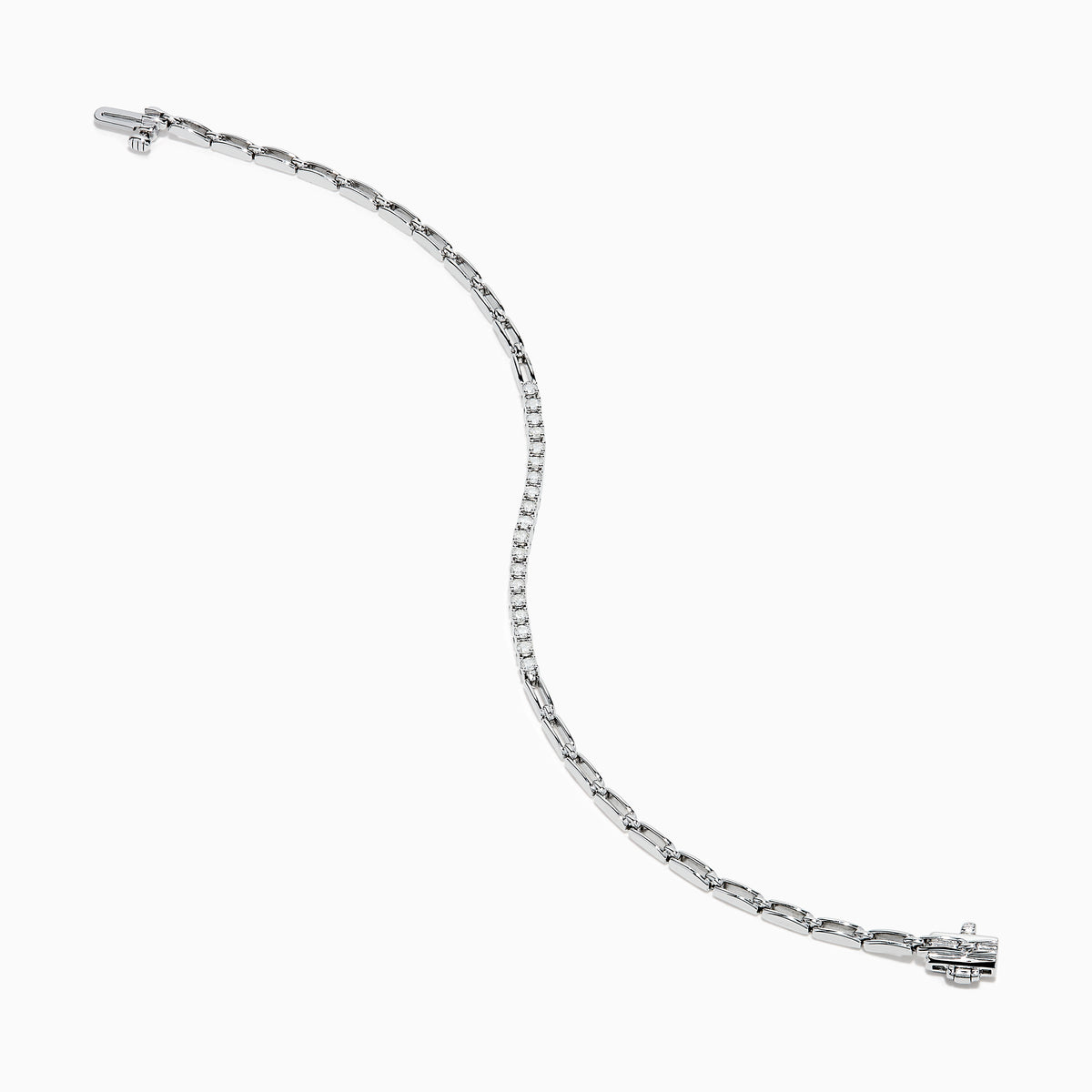 Sterling Silver Paperclip Link Diamond Bracelet