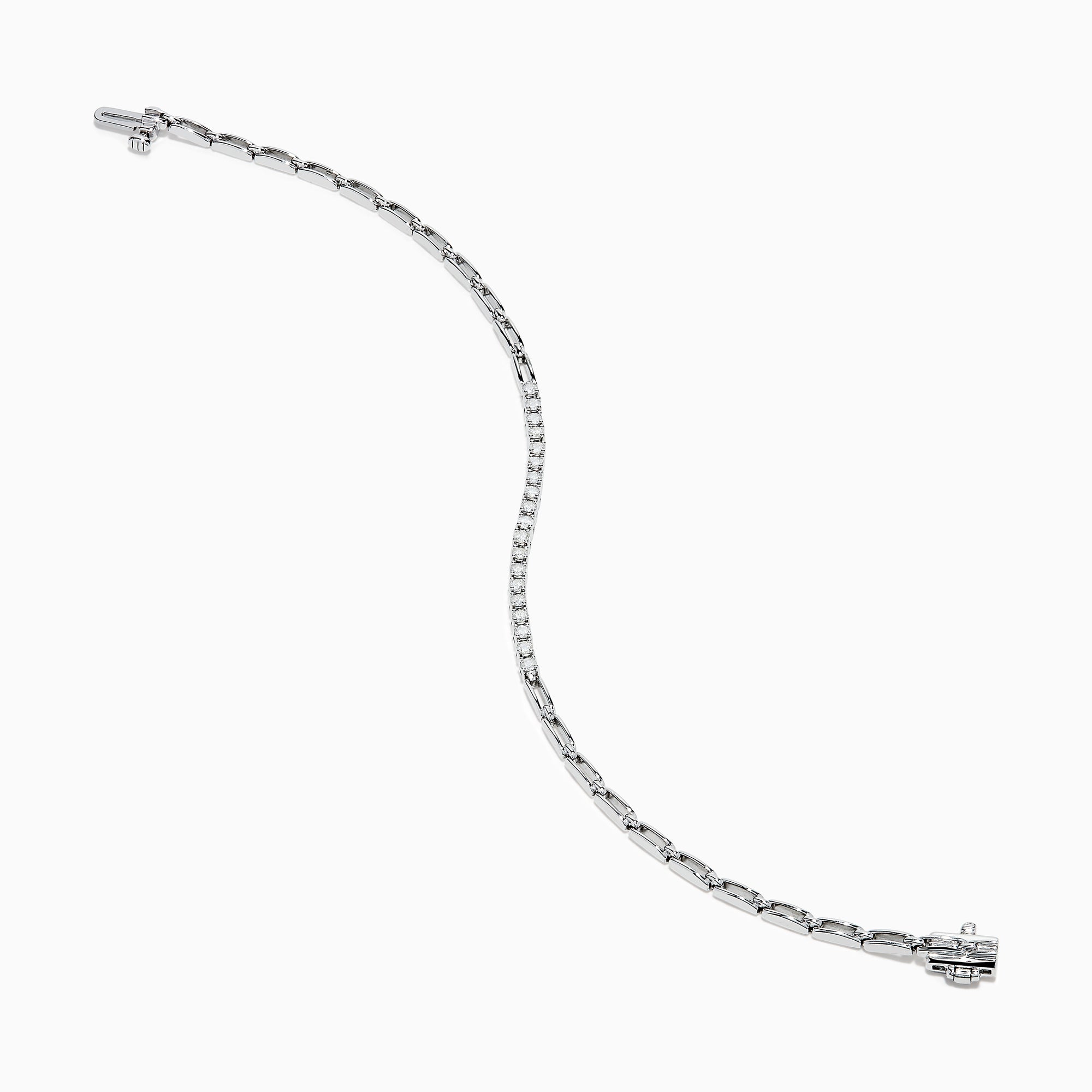 Sterling Silver Paperclip Link Diamond Bracelet