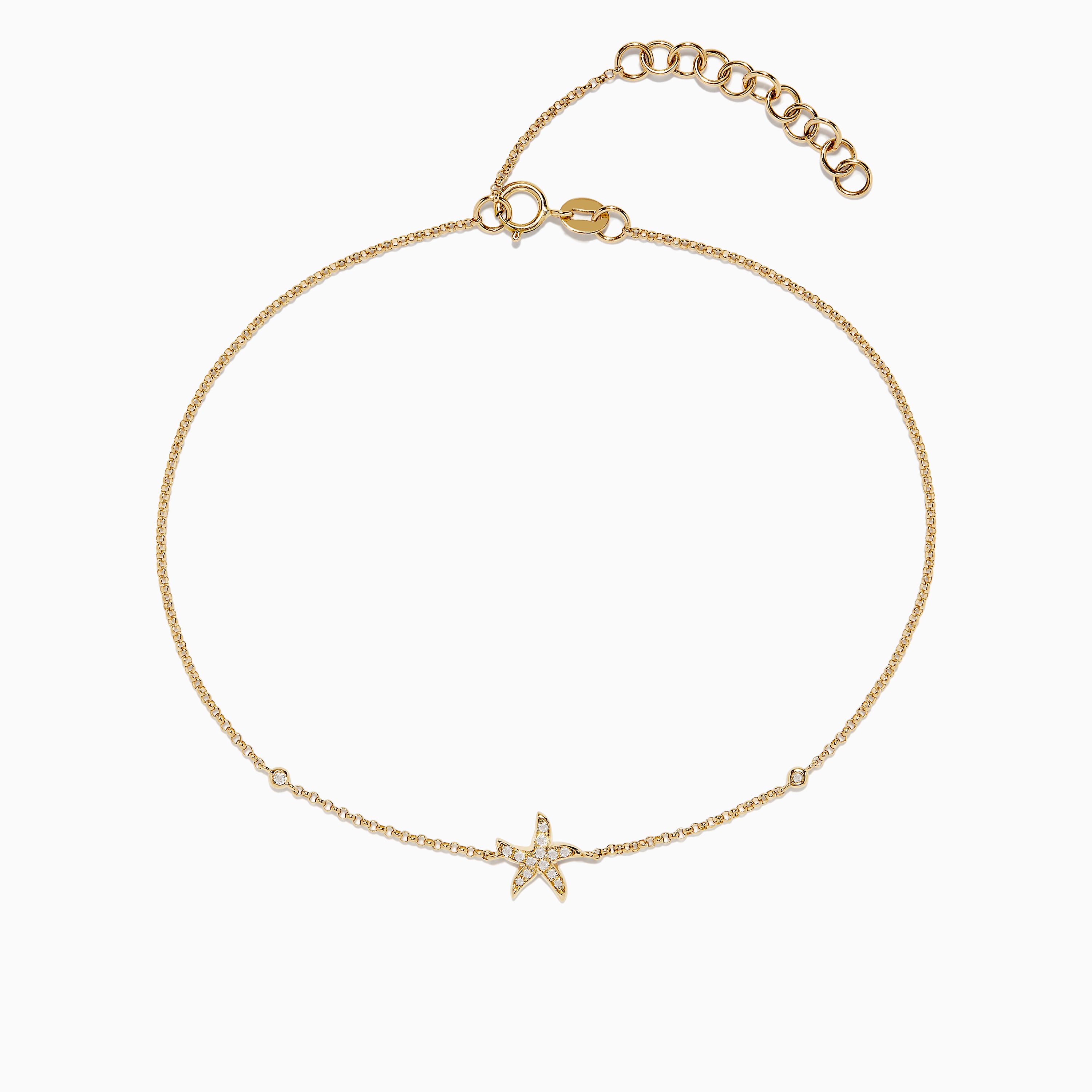 Effy Novelty 14K Yellow Gold Diamond Starfish Ankle Bracelet