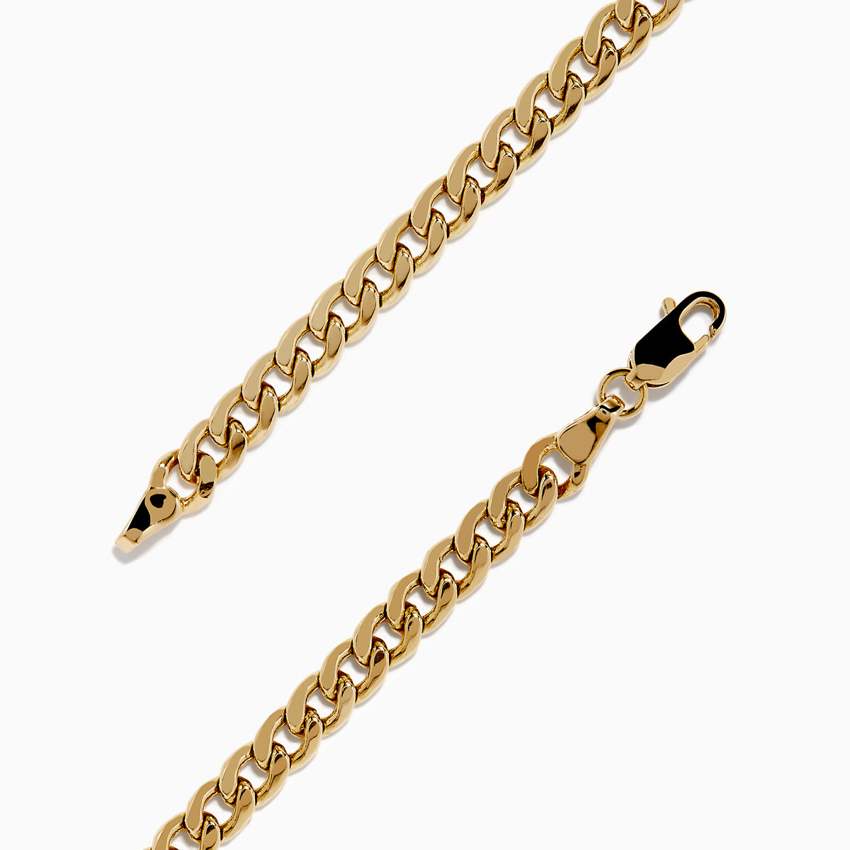 The Signature 14K Yellow Gold Diamond Panther Cuban Chain Bracelet features two opposing panther head clasps with small white and green gemstones, joined by a circular link, shown on a white background.