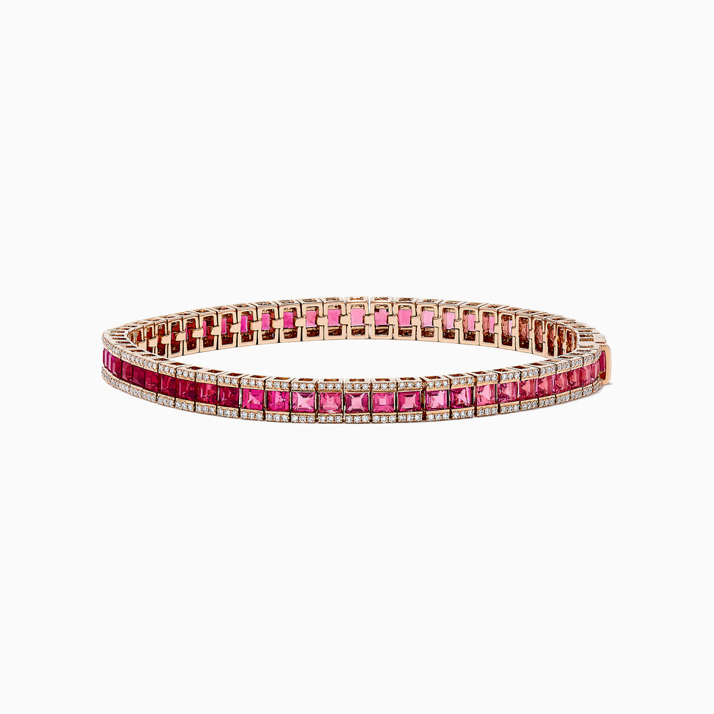 Effy 14k Rose Gold Ruby and Pink Tourmaline Diamond Bracelet