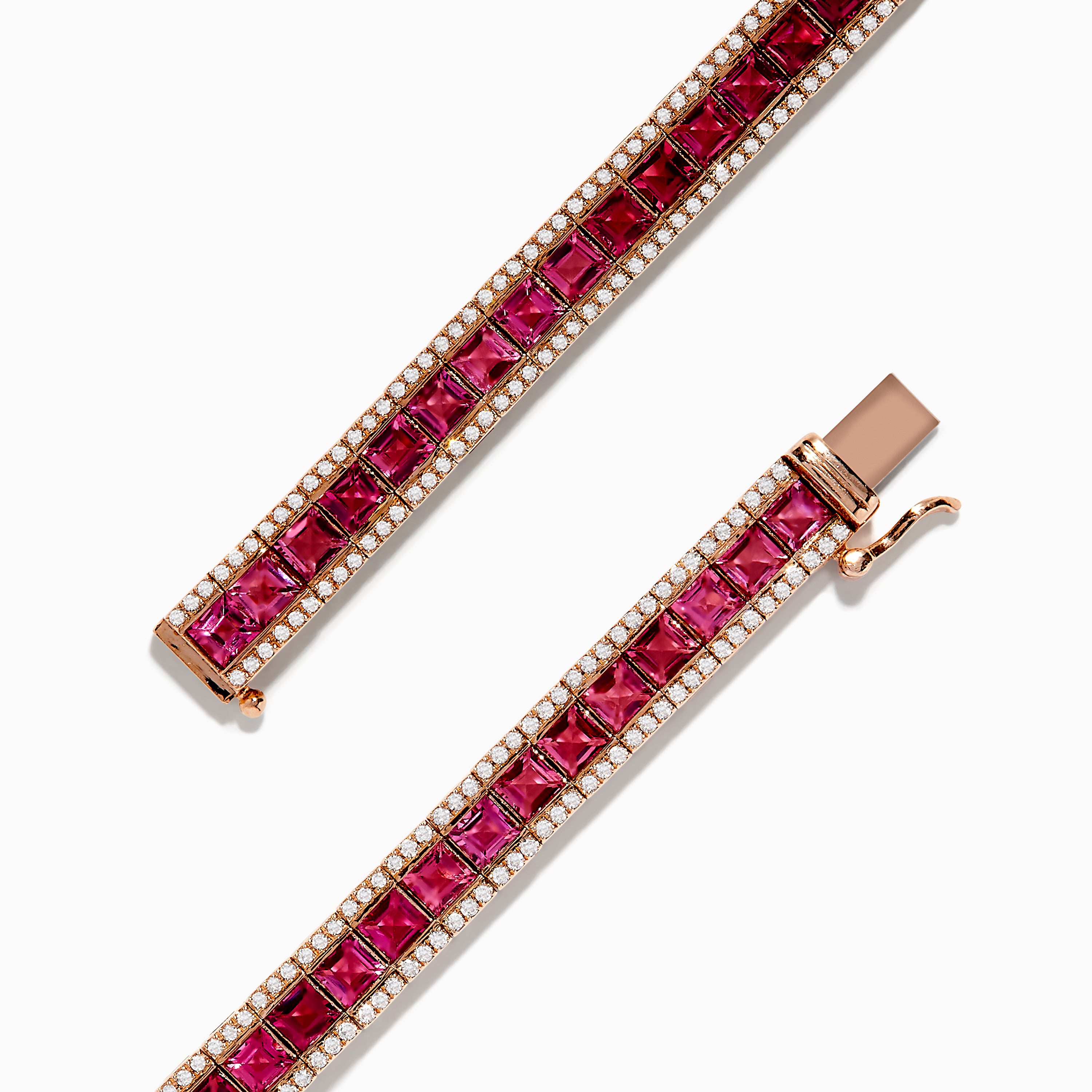 Effy 14k Rose Gold Ruby and Pink Tourmaline Diamond Bracelet