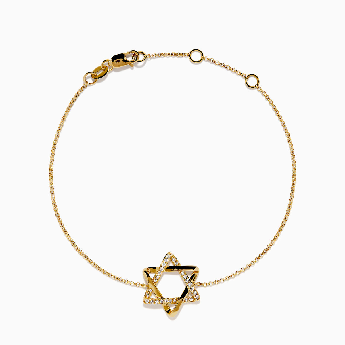 14K Yellow Gold Diamond Pavé Star of David Bracelet