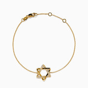 14K Yellow Gold Diamond Pavé Star of David Bracelet