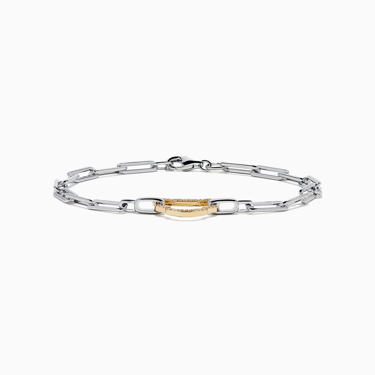 Signature Sterling Silver & 14K Gold Diamond Silhouette Paperclip Bracelet