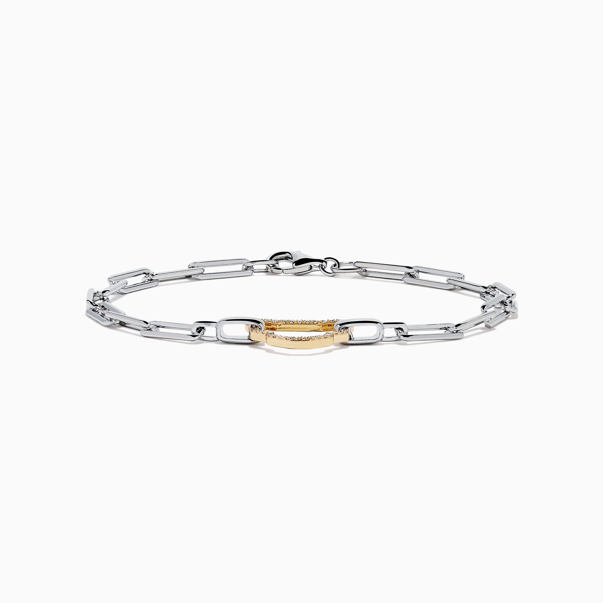 Signature Sterling Silver & 14K Gold Diamond Silhouette Paperclip Bracelet