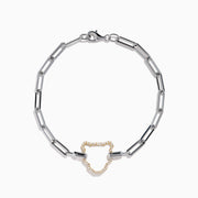 Signature Sterling Silver & 14K Gold Diamond Silhouette Paperclip Bracelet