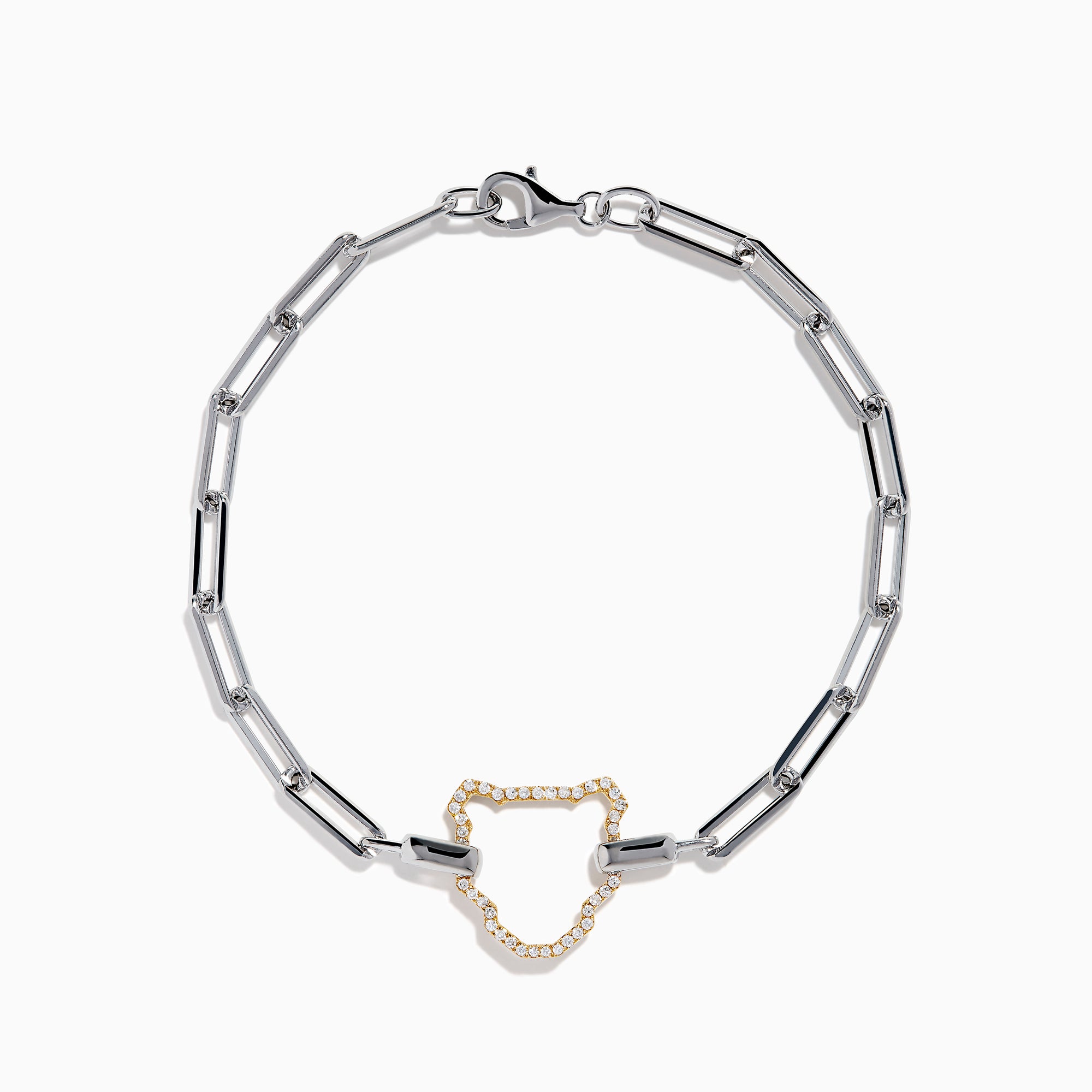 Signature Sterling Silver & 14K Gold Diamond Silhouette Paperclip Bracelet