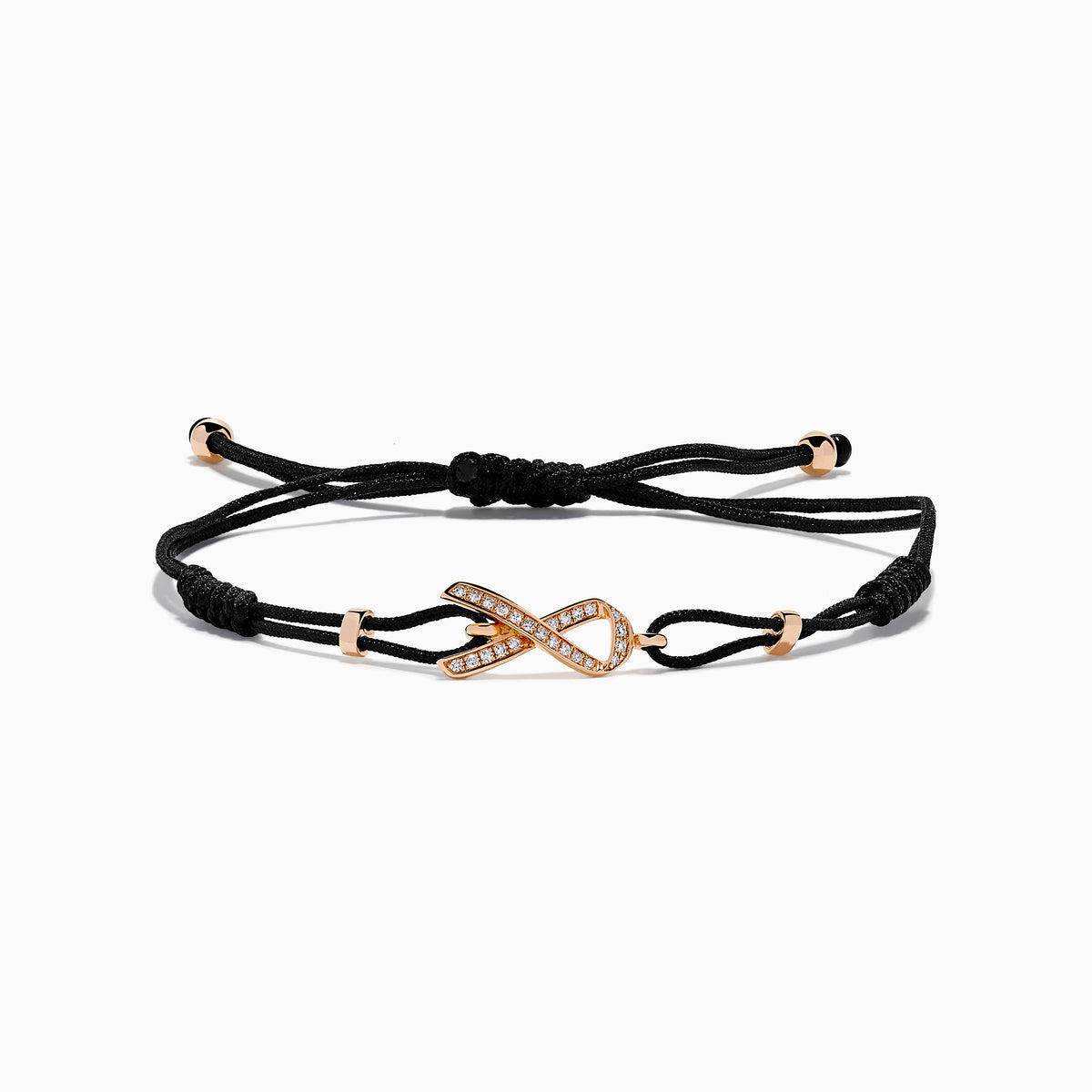 14K Rose Gold Diamond Pave Ribbon Bolo Bracelet