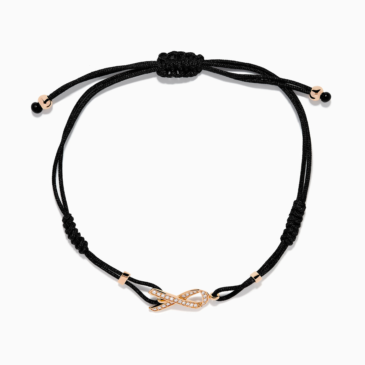 14K Rose Gold Diamond Pave Ribbon Bolo Bracelet
