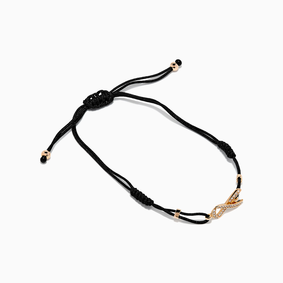 14K Rose Gold Diamond Pave Ribbon Bolo Bracelet