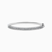 The 925 Sterling Silver Diamond Bangle features two rows of small, round diamonds set along the front, displayed on a white background.