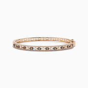 14K Rose Gold Espresso and White Diamond Openwork Hinged Bangle