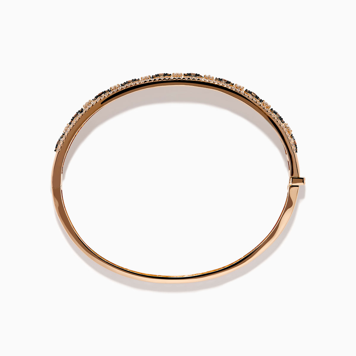 14K Rose Gold Espresso and White Diamond Openwork Hinged Bangle