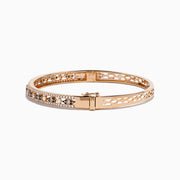 14K Rose Gold Espresso and White Diamond Openwork Hinged Bangle