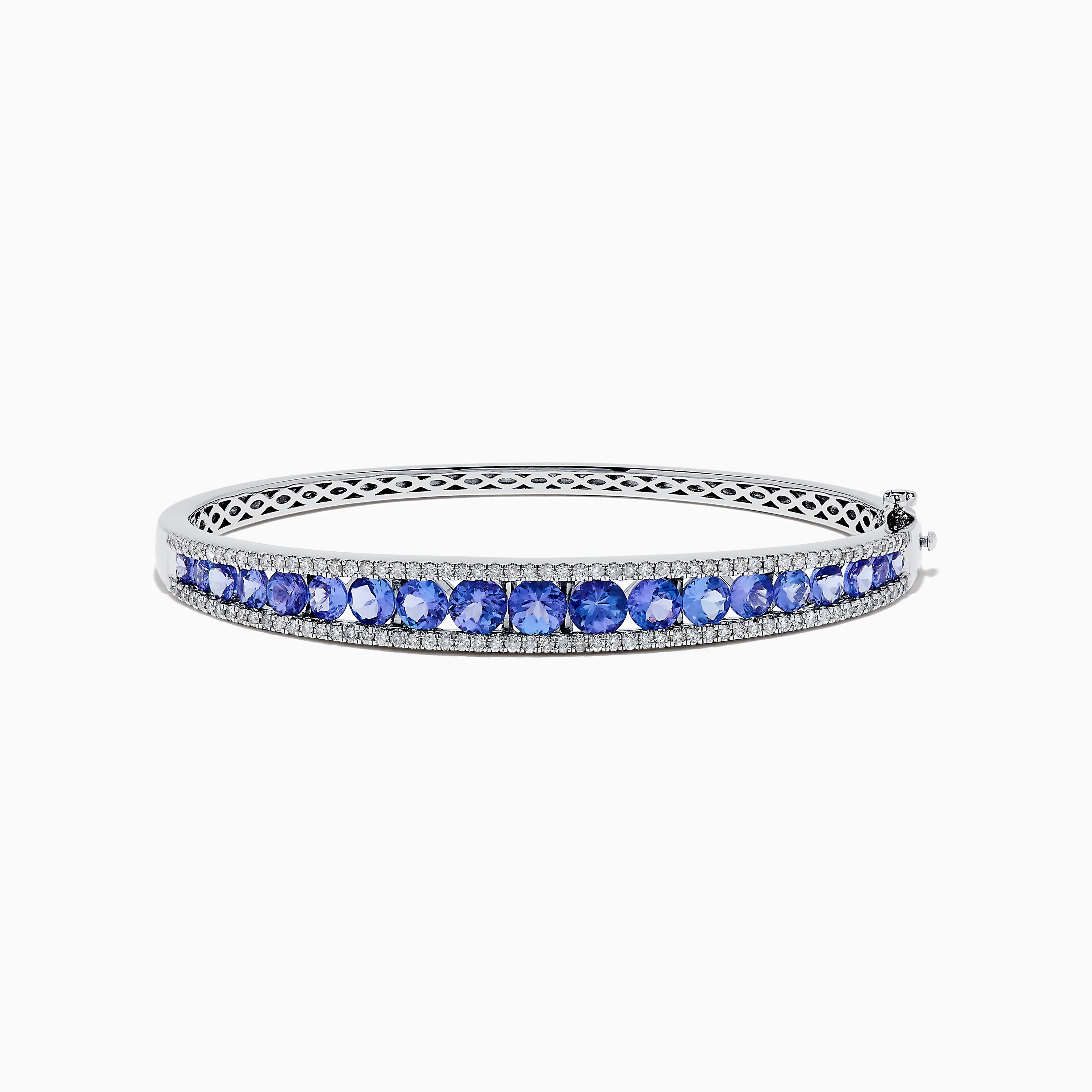 Macy's Tanzanite (4 ct. t.w.) & Diamond (1/10 ct. t.w.) Bangle Bracelet in  Sterling Silver - Macy's