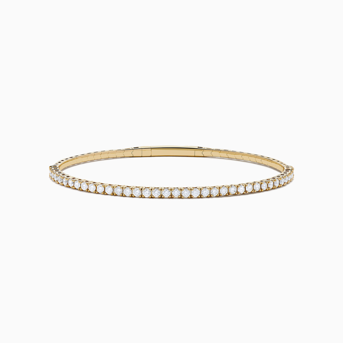 The DOro 14K Yellow Gold Diamond Bangle features a single row of sparkling white diamonds, expertly crafted in radiant yellow gold and elegantly displayed against a white background.