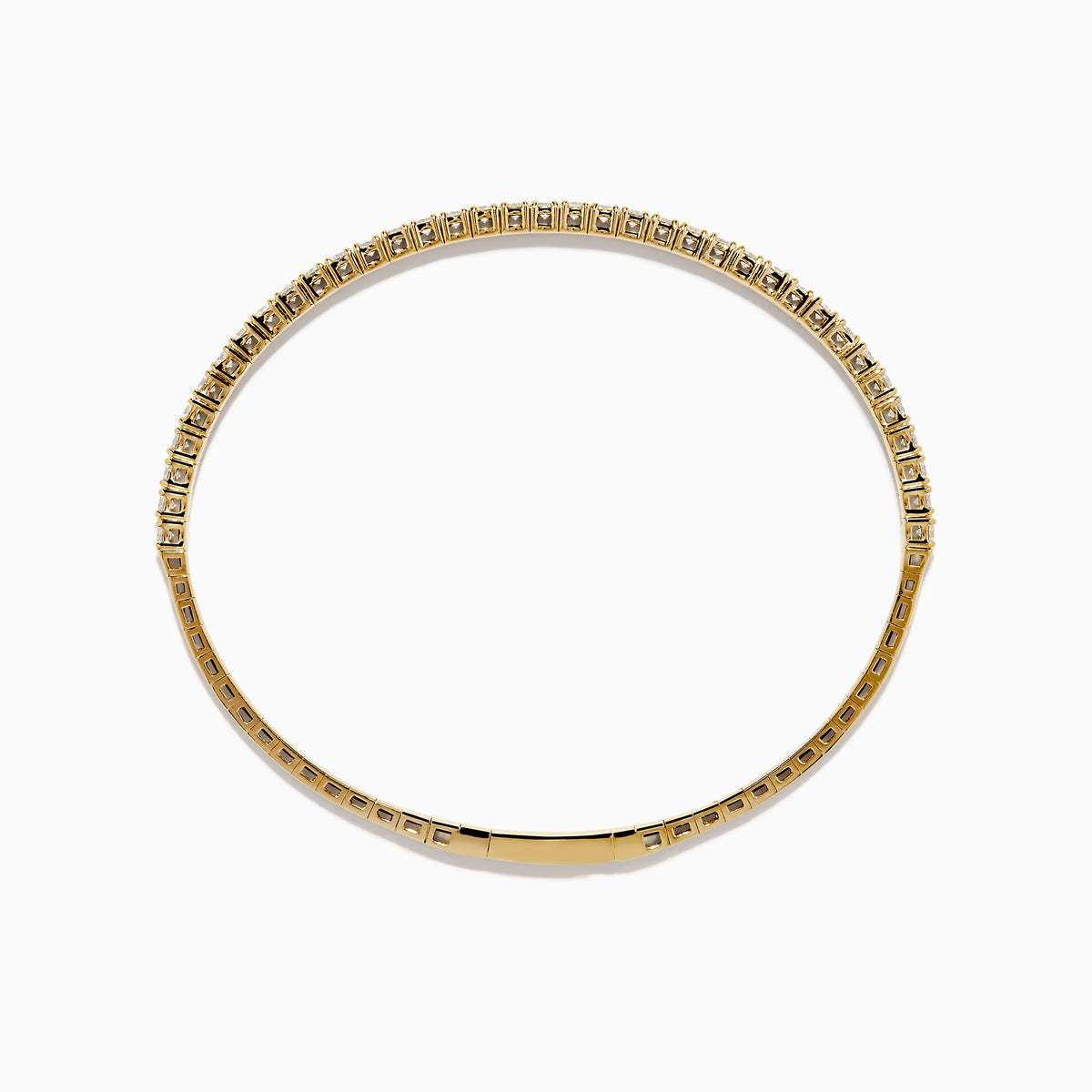 The DOro 14K Yellow Gold Diamond Bangle features a single row of sparkling white diamonds, expertly crafted in radiant yellow gold and elegantly displayed against a white background.