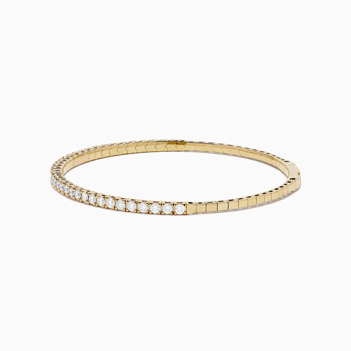 The DOro 14K Yellow Gold Diamond Bangle features a single row of sparkling white diamonds, expertly crafted in radiant yellow gold and elegantly displayed against a white background.