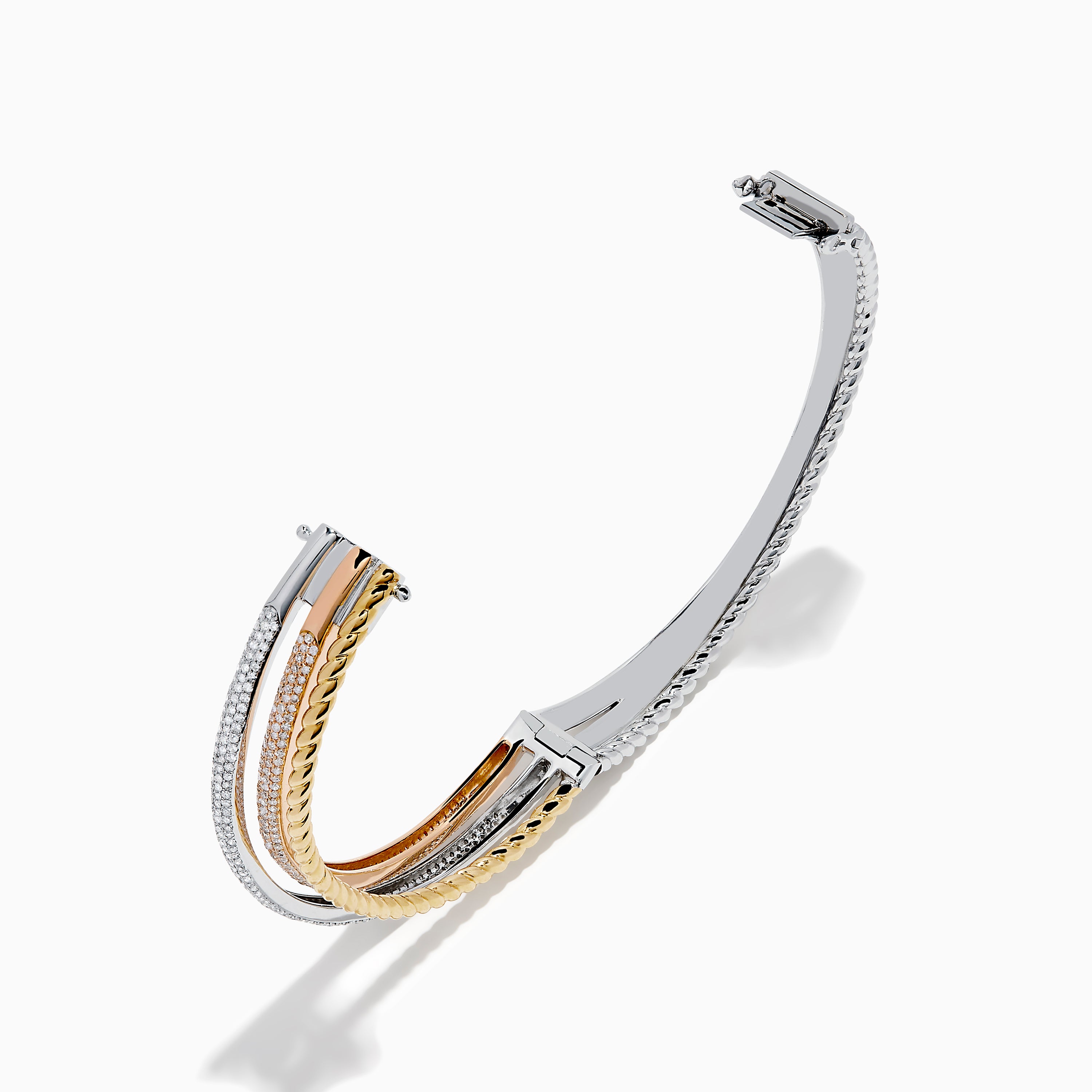 Trio 14K Tri-Color Gold Crossover Diamond Bangle – effyjewelry.com