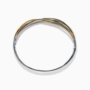 14K Two-Tone Gold Yellow and White Diamond Crossover Pavé Bangle