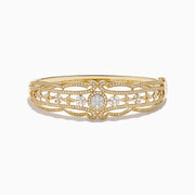 14K Yellow Gold Diamond Openwork Filigree Bangle