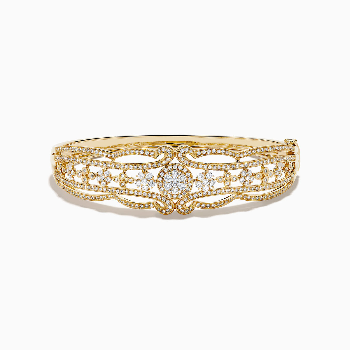 14K Yellow Gold Diamond Openwork Filigree Bangle