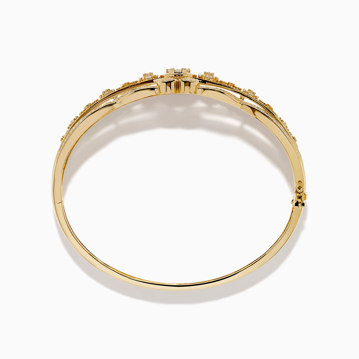 14K Yellow Gold Diamond Openwork Filigree Bangle