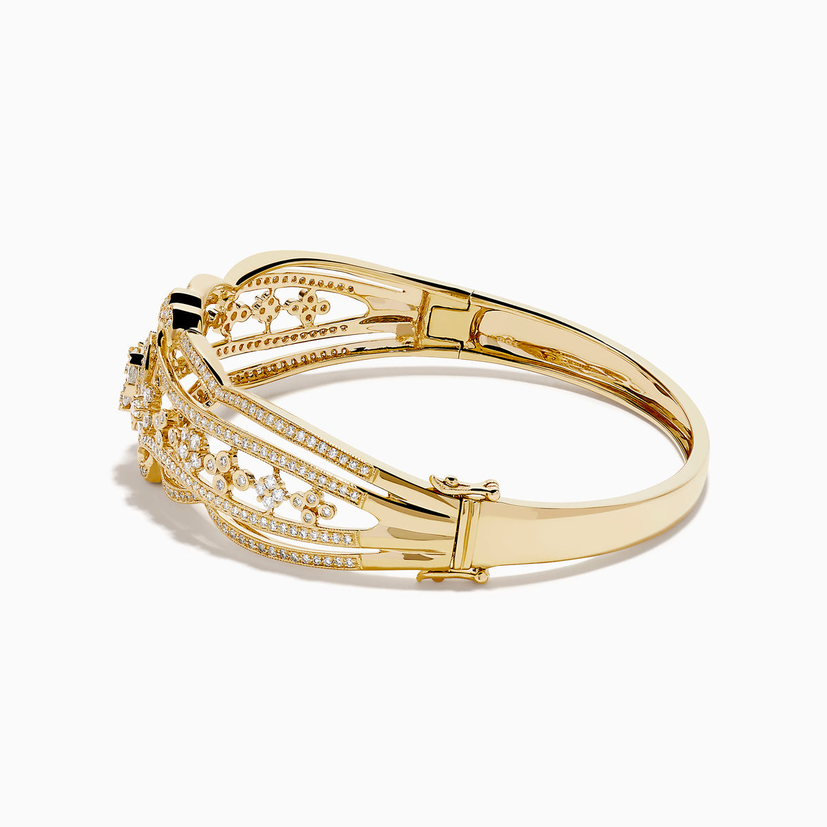 14K Yellow Gold Diamond Openwork Filigree Bangle