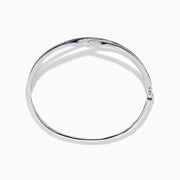 14K White Gold Blue and White Diamond Crossover Wave Bangle