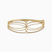 14K Yellow Gold Diamond Openwork Pave Wave Bangle