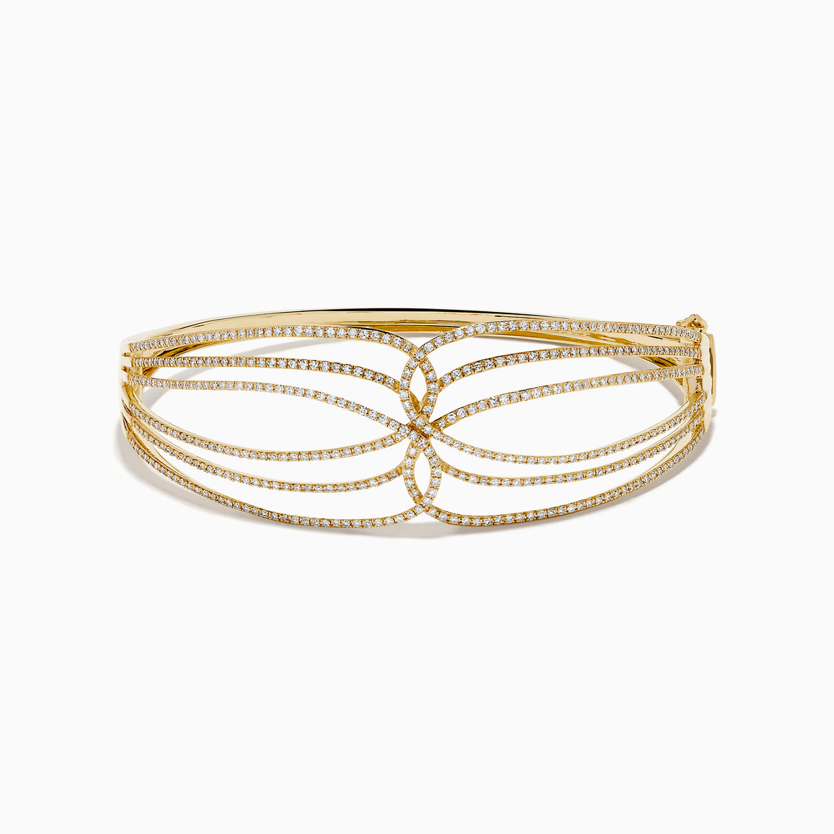 14K Yellow Gold Diamond Openwork Pave Wave Bangle