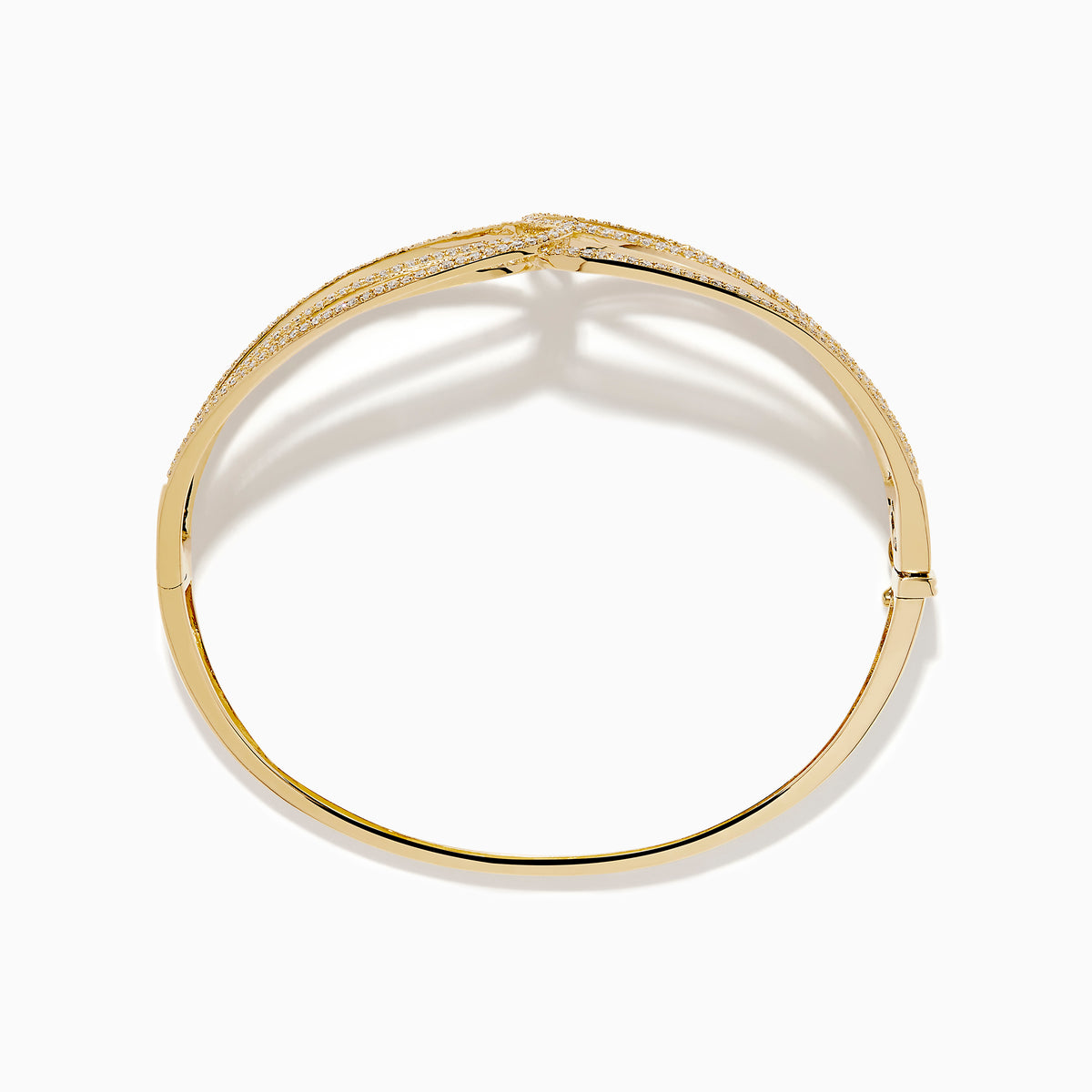 14K Yellow Gold Diamond Openwork Pave Wave Bangle