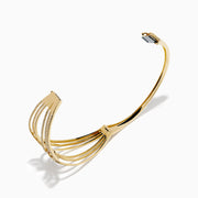 14K Yellow Gold Diamond Openwork Pave Wave Bangle